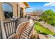 Beautiful backyard with a putting green, and stone staircase leading to the lush outdoor space and patio at 2870 Quartz Canyon Dr, Henderson, NV 89052
