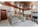 Home theater with tiered seating, custom lighting, and projection screen at 2870 Quartz Canyon Dr, Henderson, NV 89052
