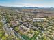 Aerial view of 120 Emerald Dunes within its residential neighborhood at 120 Emerald Dunes Cir, Henderson, NV 89052