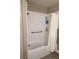 Modern bathroom design with a bathtub-shower combo with a curtain and shelves at 2725 S Nellis Blvd # 1105, Las Vegas, NV 89121