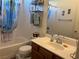 Standard bathroom including tub, shower, toilet, and a vanity with sink at 4429 S Glory Vine Ln, Pahrump, NV 89061