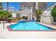 Backyard pool and jacuzzi are perfect for relaxation and entertaining, with professional landscaping and views at 3146 Bel Air Dr, Las Vegas, NV 89109