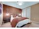 Comfortable bedroom featuring a circular wall design and ample closet space at 4471 Dean Martin Dr # 3908, Las Vegas, NV 89103
