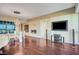 Living room features hardwood floors, fireplace, and built in entertainment center at 4471 Dean Martin Dr # 3908, Las Vegas, NV 89103