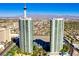 Stunning aerial view of twin towers and surrounding cityscape at 222 Karen Ave # 1702, Las Vegas, NV 89109