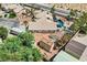 Aerial view of a house with a pool, shed, and RV parking at 3245 W Landberg Ave, Las Vegas, NV 89141