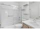 Clean bathroom with shower/tub combo and updated vanity at 8229 Flowing Rapids Ct, Las Vegas, NV 89131