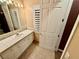 Bathroom with vanity, sink, and tile flooring at 10008 Rolling Glen Ct, Las Vegas, NV 89117