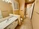 Bathroom with single sink vanity and shower/tub combo at 10008 Rolling Glen Ct, Las Vegas, NV 89117