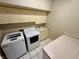 Laundry room with washer, dryer, and built-in cabinets at 10008 Rolling Glen Ct, Las Vegas, NV 89117