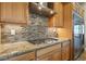 Kitchen detail shows granite countertops and a gas cooktop with a stylish backsplash at 248 N Milan St, Henderson, NV 89015