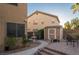 Side yard with shed, fountain, and seating area at 9012 Alpine Peaks Ave, Las Vegas, NV 89147