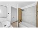 Modern bathroom with soaking tub, marble shower, and wood-look wall accents at 9795 La Cienega St, Las Vegas, NV 89183