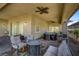 Covered patio featuring a ceiling fan and plenty of room to entertain at 480 Heritage Bridge Ave, Henderson, NV 89011