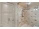 Large walk-in shower with multiple shower heads and glass enclosure at 9101 Alta Dr # 307, Las Vegas, NV 89145