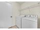 Bright laundry room, featuring washer, dryer, and shelving at 2005 Ona Marie Ave, North Las Vegas, NV 89032