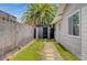 Backyard with storage shed and stone pathway at 3834 S Sandhill Rd, Las Vegas, NV 89121