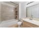 Clean bathroom with a tub, toilet, and vanity at 6750 Del Rey Ave # 122, Las Vegas, NV 89146