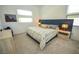 Modern bedroom with a large bed, stylish headboard, and neutral color palette at 12457 Heritage Bend Dr, Las Vegas, NV 89138