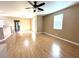 Spacious living room featuring hardwood floors and a ceiling fan at 1350 Crystal Hill Ln # 3, Henderson, NV 89012