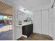 Modern bathroom vanity with a view of the backyard at 3883 Seedling Way, Las Vegas, NV 89115