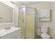 Clean bathroom with shower stall, toilet and vanity at 4775 Summerhill Rd, Las Vegas, NV 89121