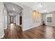 Elegant hallway with hardwood floors and decorative wall accents at 10499 Skye Paseo Ave, Las Vegas, NV 89166