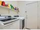 The laundry room features modern appliances and storage, next to a closed white door at 11276 Accademia Ct, Las Vegas, NV 89141