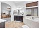 Elegant bathroom with double vanity and garden tub at 156 Ozuna Ct, Las Vegas, NV 89183