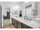 Double vanity bathroom with modern finishes at 156 Ozuna Ct, Las Vegas, NV 89183