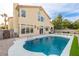 Inviting backyard oasis featuring a sparkling pool and grassy area at 1713 Sequoia Dr, Henderson, NV 89014