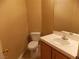 Clean bathroom with single sink vanity and tiled floor at 2662 Churchill Cir, Henderson, NV 89074