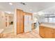 Kitchen with white appliances and light wood cabinets at 408 Matecumbe Way, Boulder City, NV 89005