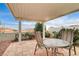 Covered patio with seating and mountain views at 408 Matecumbe Way, Boulder City, NV 89005