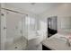 Spa-like bathroom with a walk-in shower, soaking tub, and dual sinks at 7336 N Decatur Blvd # 2, Las Vegas, NV 89131