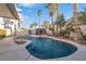 Sparkling pool and waterfall feature in backyard oasis at 8529 Copper Knoll Ave, Las Vegas, NV 89129