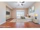 Bright bedroom with hardwood floors and plenty of natural light at 2568 Dirleton Pl, Henderson, NV 89044