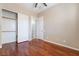 Bedroom with hardwood floors and double door closet at 2568 Dirleton Pl, Henderson, NV 89044