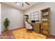 Home office space with built-in shelving, desk, and a bright, airy feel at 2568 Dirleton Pl, Henderson, NV 89044