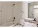 Bathroom with shower/tub combo and vanity at 332 S Buffalo Dr # 202, Las Vegas, NV 89145