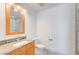 Modern bathroom with granite vanity and large mirror at 4575 Dean Martin Dr # 1108, Las Vegas, NV 89103