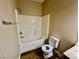 Bathroom with shower/tub combo and wood-look floors at 5650 E Sahara Ave # 2029, Las Vegas, NV 89142