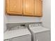 Laundry room with washer, dryer, and wood cabinets at 5728 Palma Del Sol Way, Las Vegas, NV 89130