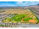 Aerial view showing a park with baseball field and playground, near homes at 7960 Brookside Falls Ct, Las Vegas, NV 89166