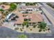 Aerial view showcasing the house and surrounding landscape at 8965 S Tenaya Way, Las Vegas, NV 89113