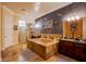 Elegant bathroom with double vanity, soaking tub, and walk-in shower at 8965 S Tenaya Way, Las Vegas, NV 89113