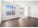 Bright living room with hardwood floors and double doors at 9307 Bondeno St, Las Vegas, NV 89123