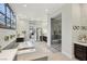 Spa-like bathroom featuring a soaking tub, walk-in shower, and modern vanity at 103 San Martino Pl, Henderson, NV 89011