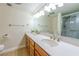 Double vanity bathroom with modern fixtures at 205 E Harmon Ave # 609, Las Vegas, NV 89169