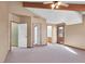 Spacious bedroom with high ceilings and access to a private deck at 3281 Mark Rd, Pahrump, NV 89060